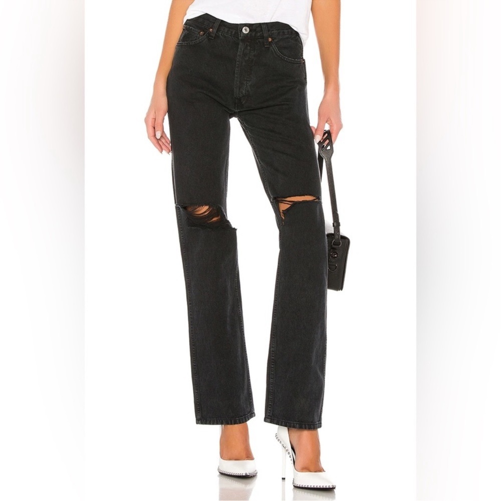 RE/DONE 90s High Rise Loose Ripped Jeans Washed Black